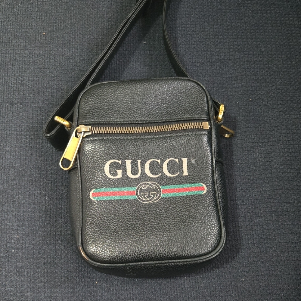 Gucci Black and Gold Messenger Bag with Signature Details